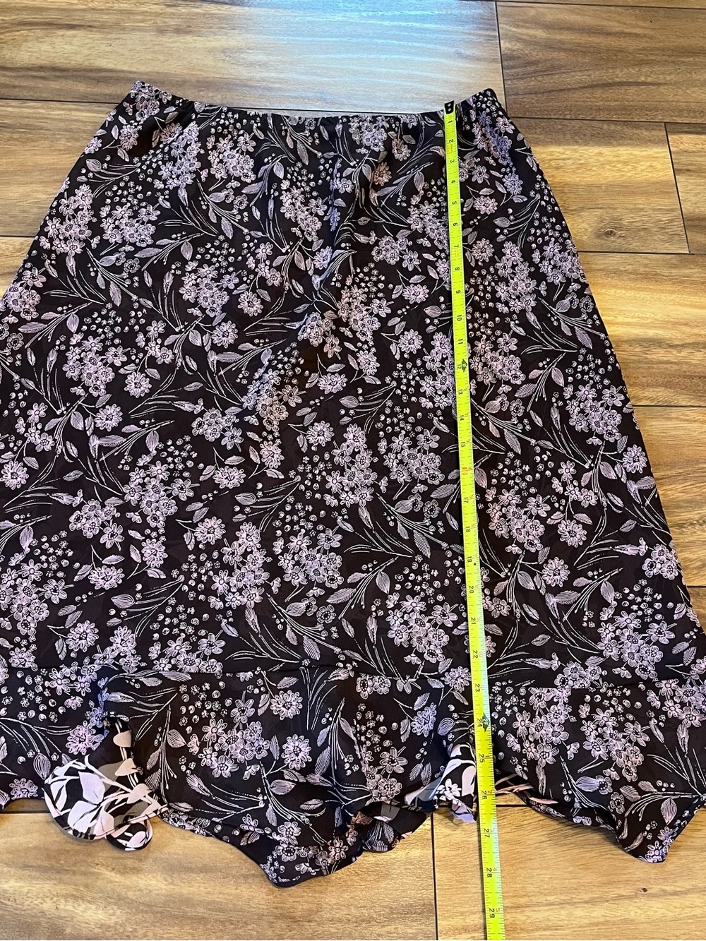 Reversible Christopher & banks floral brown and pink ruffle hem skirt sz medium - Picture 5 of 6